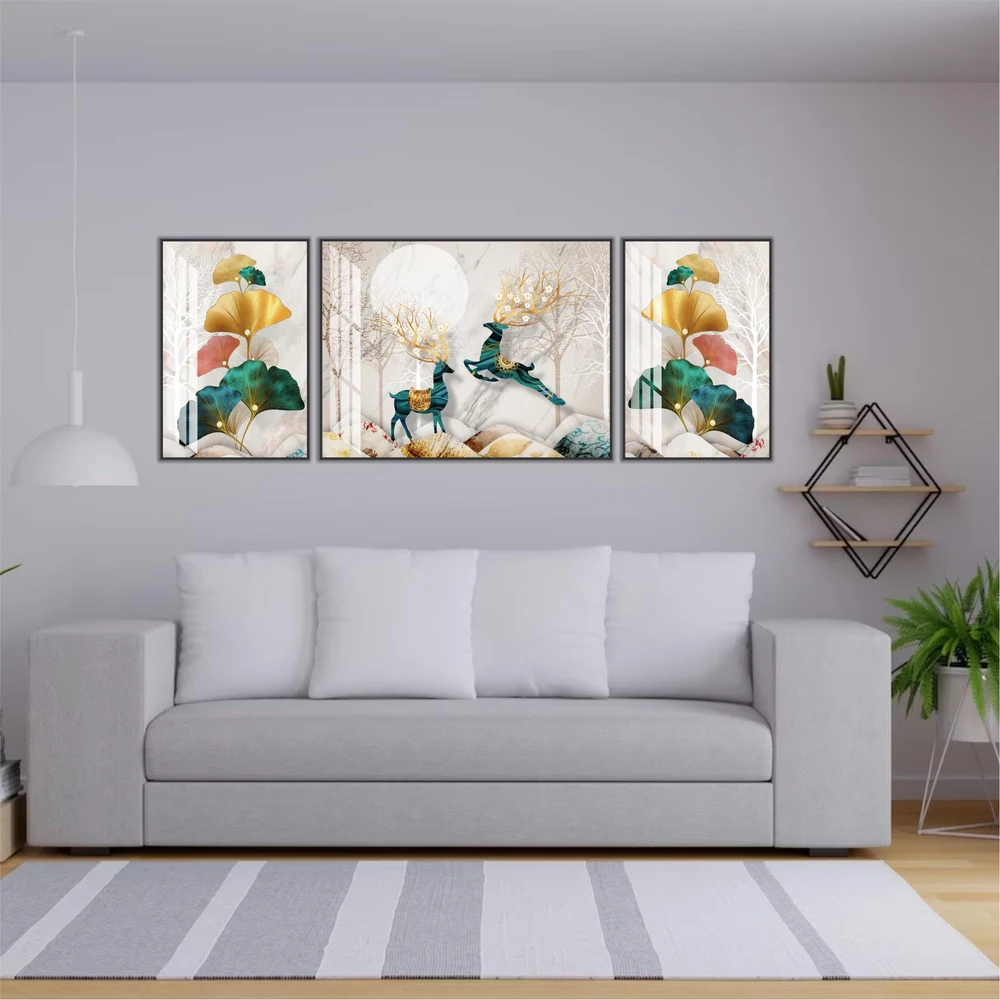 Tranh treo tường đôi hươu nghệ thuật