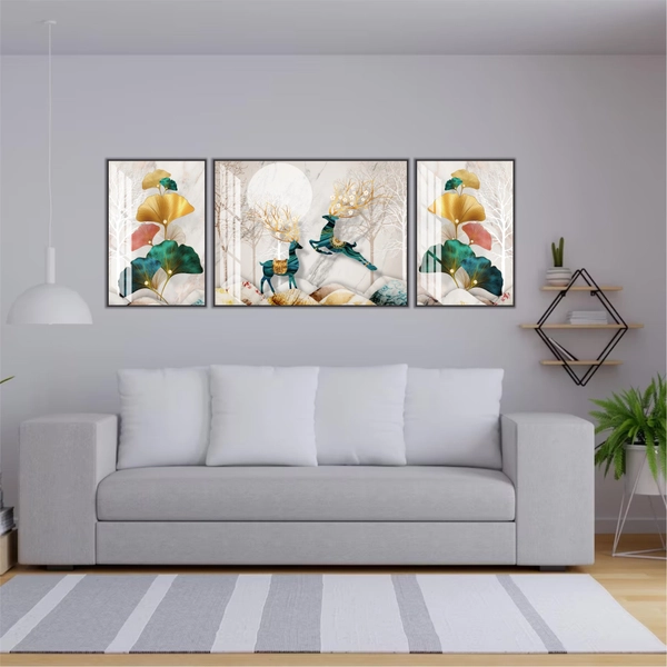 Tranh treo tường đôi hươu nghệ thuật