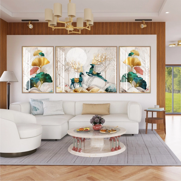 Tranh treo tường đôi hươu nghệ thuật