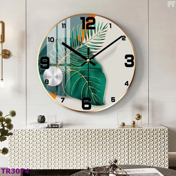 Đồng hồ treo tường trang trí đẹp mẫu lá cây nghệ thuật TR3074