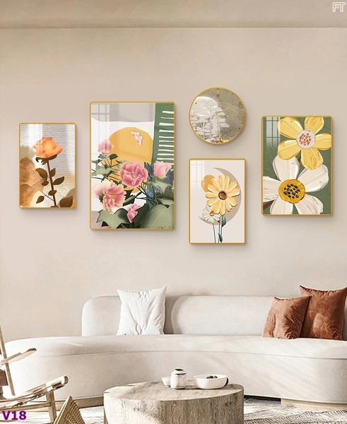 Tranh Đồng Hồ Hoa Lá Nghệ Thuật