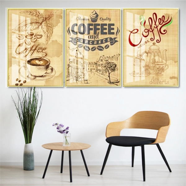 Bộ 3 Tấm Tranh Treo Tường Trang Trí Tách Coffee Nghệ Thuật