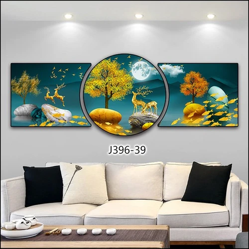 Tranh Treo Tường Đôi Hươu Và Cây Vàng Tài Lộc