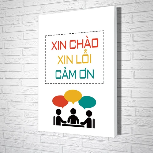 Tranh slogan xin chào xin lỗi cảm ơn