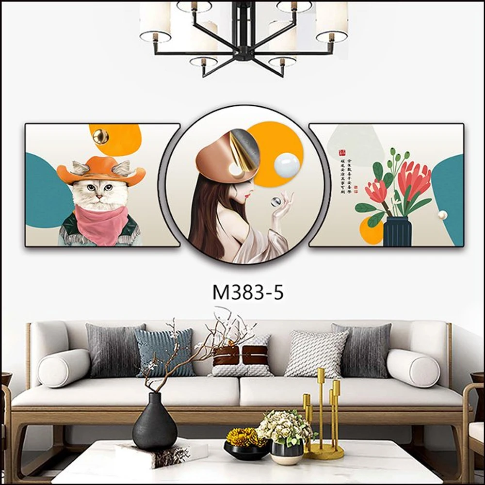 Tranh Treo Tường Cô Gái, Mèo Và Bình Hoa