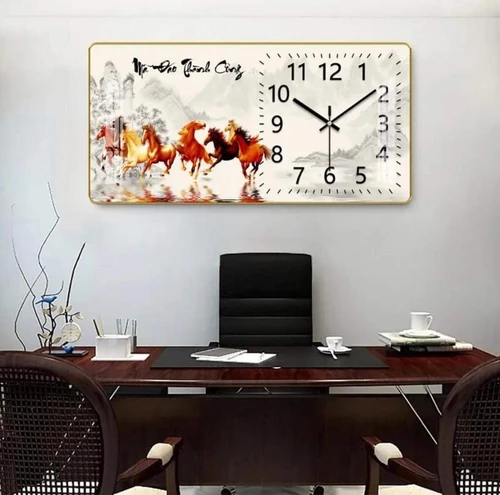 Tranh Đồng Hồ Tráng Gương Treo Tường Mã Đáo Thành Công