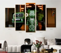 Tranh Treo Tường Gấu Bearbrick Bên Xe Mercedes-AMG G 63 Xanh Lá