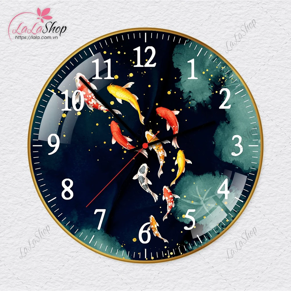 Đồng hồ vintage uv pha lê cửu ngư quần hội