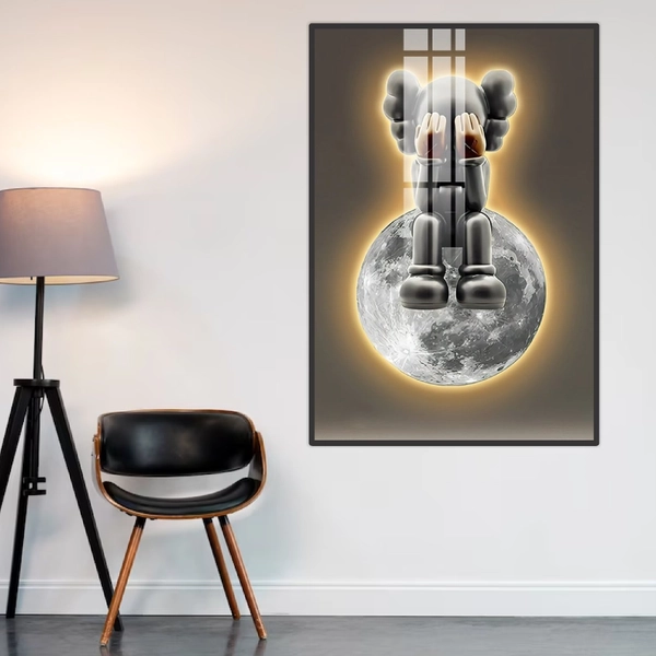 Tranh Treo Tường Gấu Kaws Và Mặt Trăng