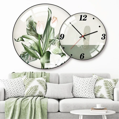 Tranh Đồng Hồ Treo Tường UV Pha Lê Bóng Cành Hoa Nghệ Thuật