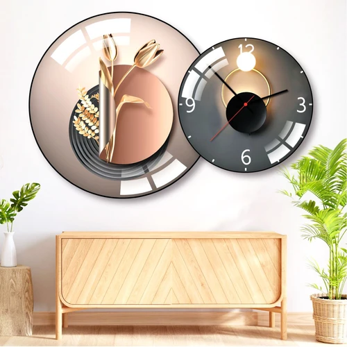 Tranh Đồng Hồ Treo Tường UV Pha Lê Bóng Bình Hoa Nghệ Thuật 3