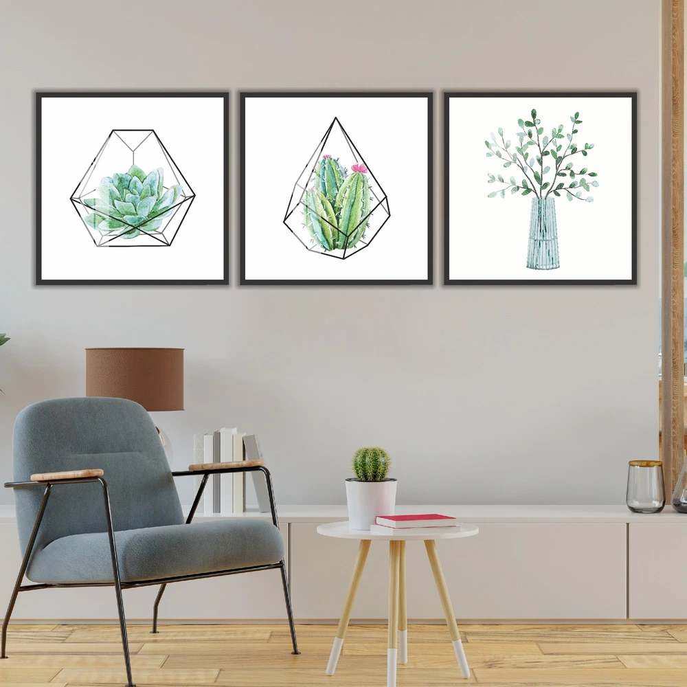 Tranh treo tường xương rồng nghệ thuật hình học