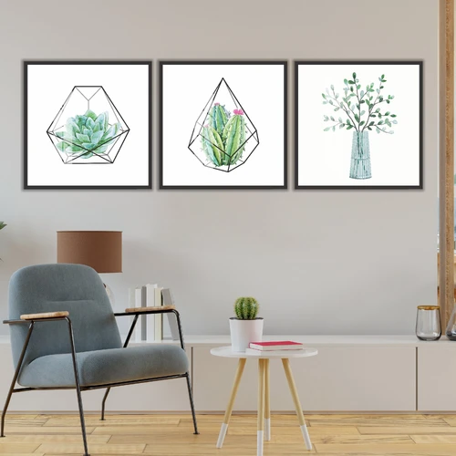 Tranh treo tường xương rồng nghệ thuật hình học