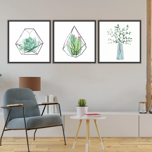 Tranh treo tường xương rồng nghệ thuật hình học