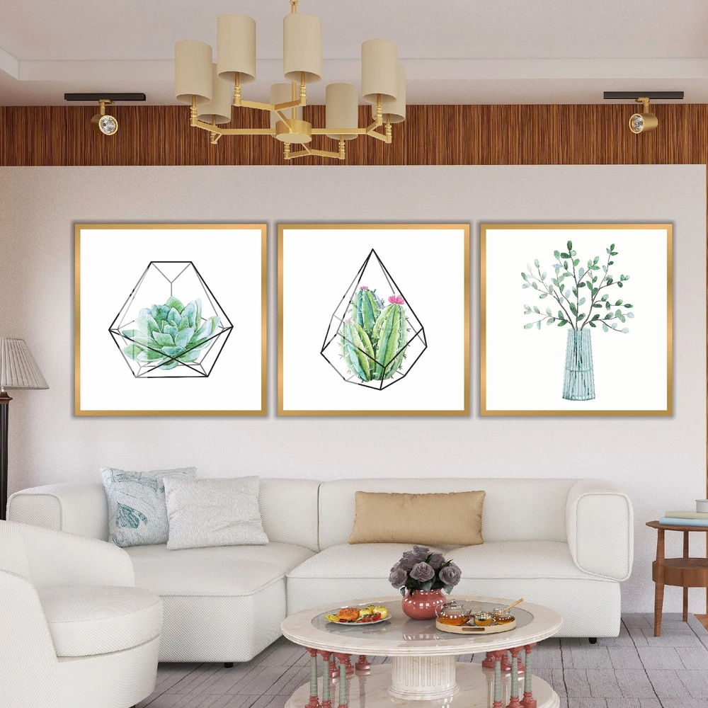 Tranh treo tường xương rồng nghệ thuật hình học