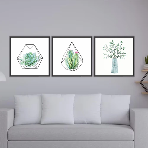 Tranh treo tường xương rồng nghệ thuật hình học