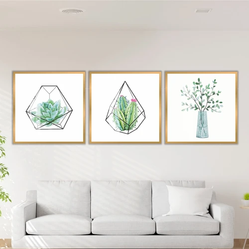 Tranh treo tường xương rồng nghệ thuật hình học