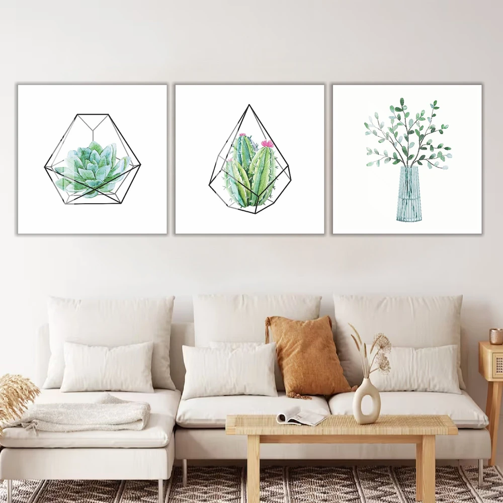 Tranh treo tường xương rồng nghệ thuật hình học