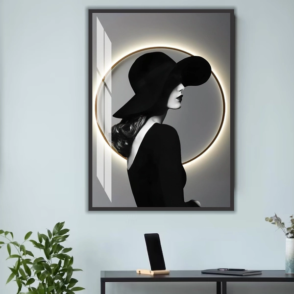 Tranh Treo Tường 1 Tấm Nghệ Thuật Cô Gái Trắng Đen