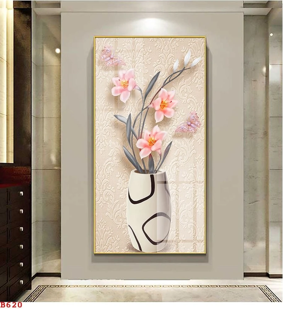 Tranh Treo Tường Bình Hoa ly Hồng Nghệ Thuật