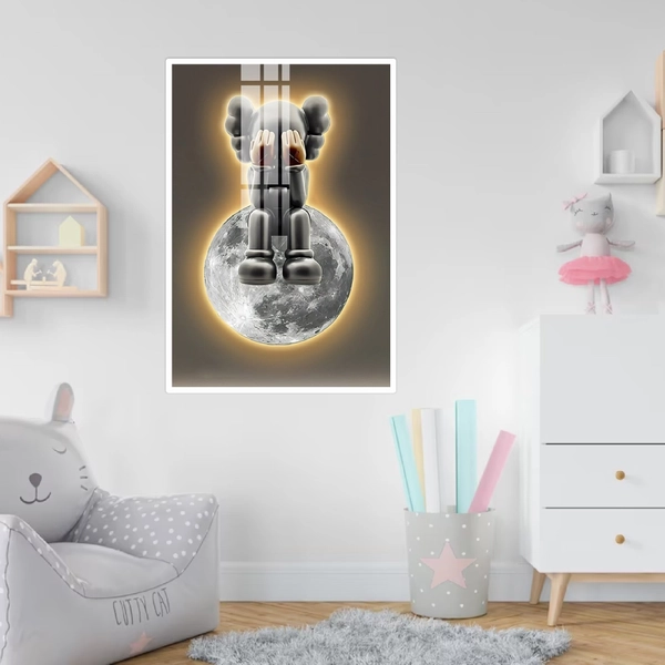 Tranh Treo Tường Gấu Kaws Và Mặt Trăng