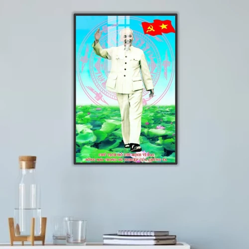 Tranh Treo Tường Bác Hồ Bên Hồ Sen