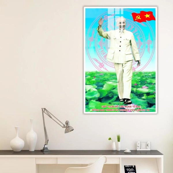 Tranh Treo Tường Bác Hồ Bên Hồ Sen