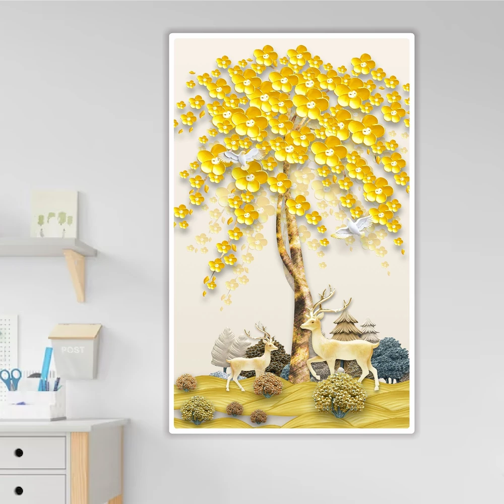 Tranh treo tường hươu vàng nghệ thuật 64