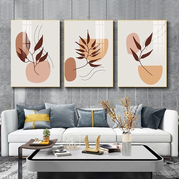 Tranh Treo Tường Nghệ Thuật Tối Giản Hoa Lá