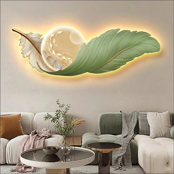 Tranh Đèn Led Tráng Gương Pha Lê Lông Vũ Cao Cấp 6