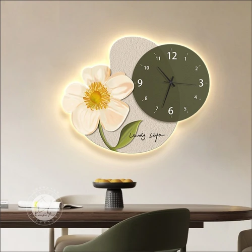 Tranh Đồng Hồ Đèn Led Tráng Gương Pha Lê Hoa Nghệ Thuật 5