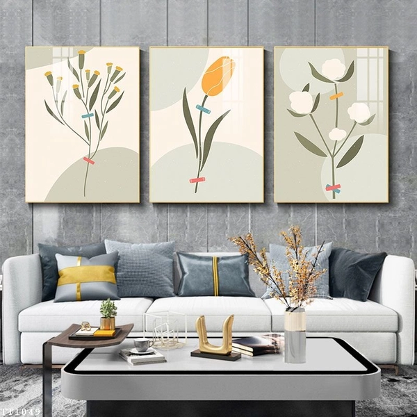 Tranh Treo Tường Nghệ Thuật Tối Giản Hoa Lá