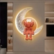 Tranh Đèn Led Tráng Gương Pha Lê Chú Gấu Kaws Và Mặt Trăng
