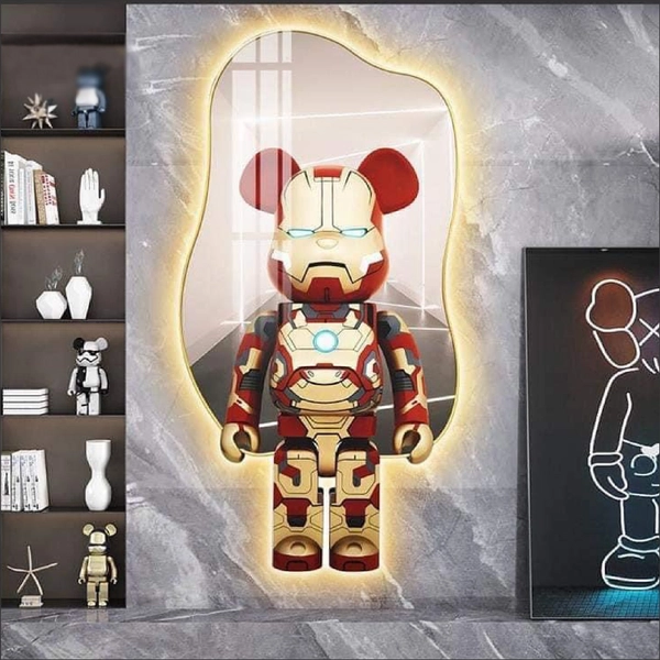 Tranh Đèn Led Tráng Gương Pha Lê Gấu Bearbrick Cao Cấp