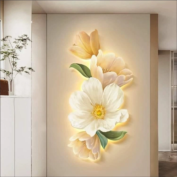 Tranh Đèn Led Tráng Gương Pha Lê Hoa Nghệ Thuật 3