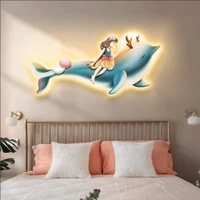 Tranh Đèn Led Tráng Gương Pha Lê Cô Gái Và Cá Heo