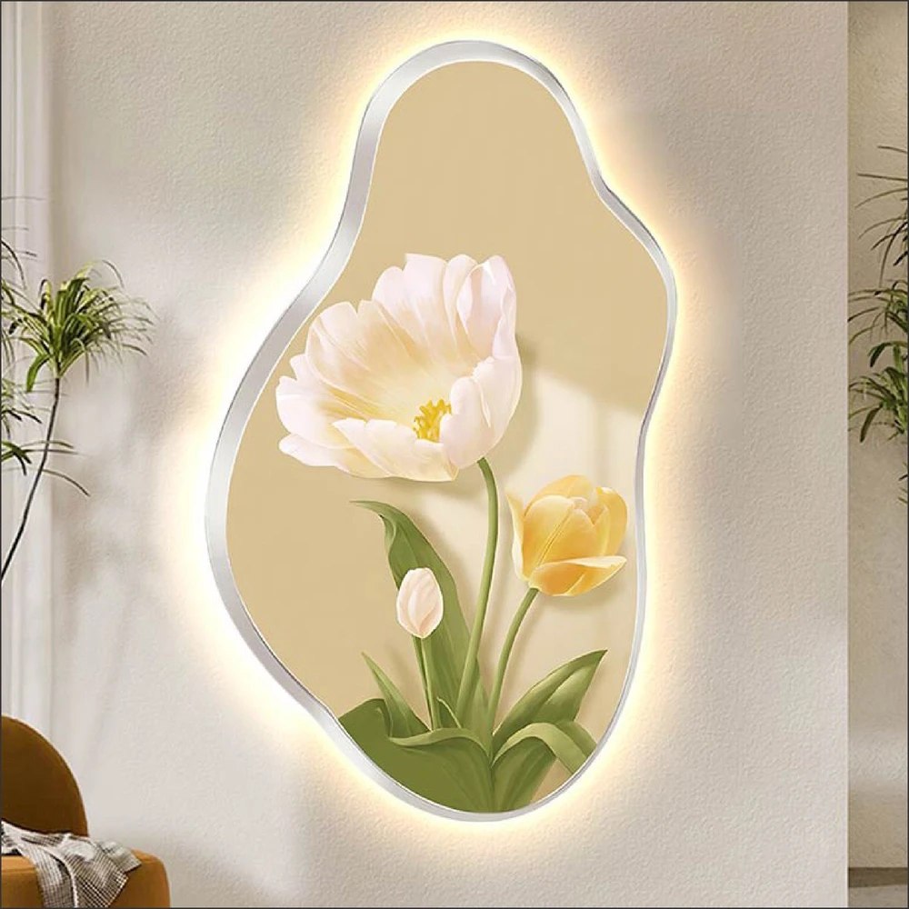 Tranh Đèn Led Tráng Gương Pha Lê Hoa Nghệ Thuật 6