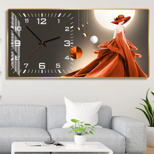 Tranh Đồng Hồ Treo Tường UV Pha Lê Bóng Cô Gái Nghệ Thuật 5