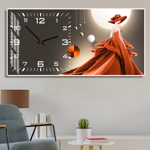 Tranh Đồng Hồ Treo Tường UV Pha Lê Bóng Cô Gái Nghệ Thuật 5