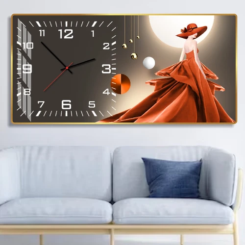 Tranh Đồng Hồ Treo Tường UV Pha Lê Bóng Cô Gái Nghệ Thuật 5