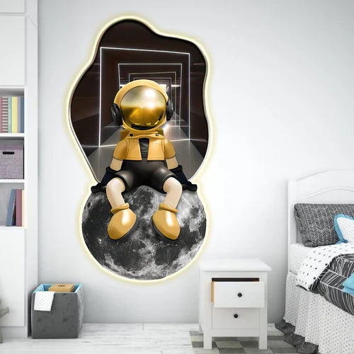 Tranh Treo Tường Phi Hành Gia Ngồi Trên Mặt Trăng