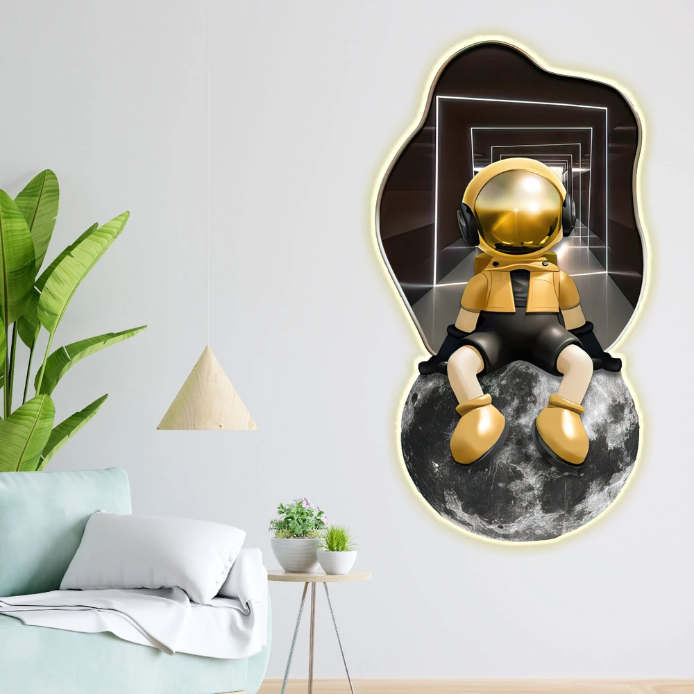 Tranh Treo Tường Phi Hành Gia Ngồi Trên Mặt Trăng