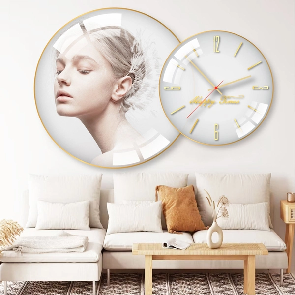 Tranh Đồng Hồ Treo Tường UV Pha Lê Bóng Cô Gái Nghệ Thuật