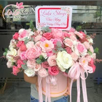 Lẵng Hoa Sáp Thơm Để Bàn Sắc Hồng Quyến Rũ