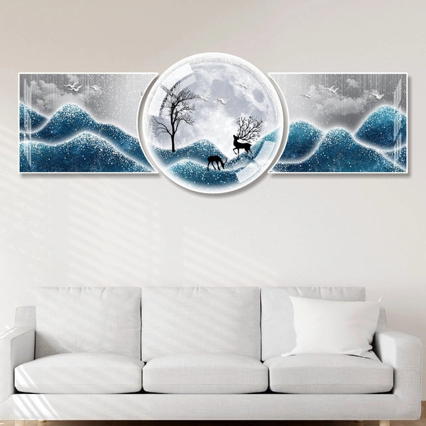 Tranh treo tường phòng khách Hươu đêm nghệ thuật trừu tượng