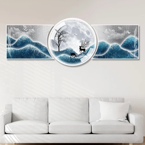 Tranh treo tường phòng khách Hươu đêm nghệ thuật trừu tượng