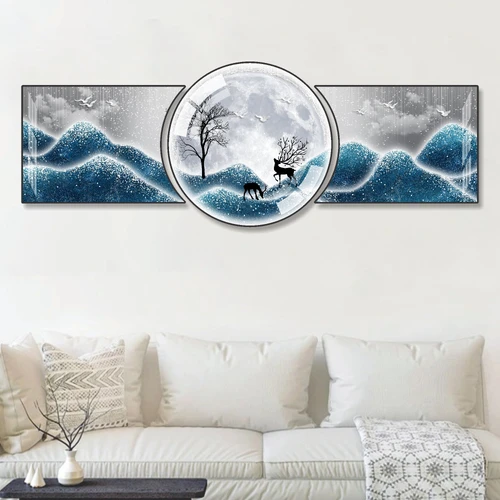Tranh treo tường phòng khách Hươu đêm nghệ thuật trừu tượng