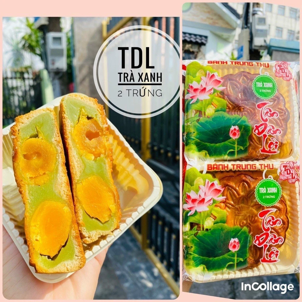 Bánh trung thu nhân trà xanh 2 trứng 200G Bánh Tân Dân Lợi