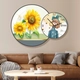 Tranh Đồng Hồ Treo Tường UV Pha Lê Bóng Cô Gái Và Hoa Hướng Dương Nghệ Thuật