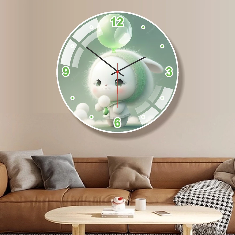 Đồng hồ treo tường tráng gương hình thú dễ thương kim trôi mẫu 937